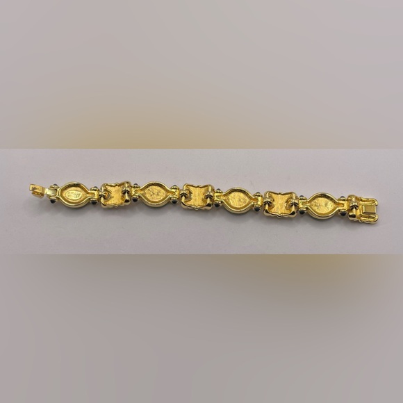 Vintage Nolan Miller Glamour Collection Green Scheherazade Gold Tone Bracelet - Picture 12 of 14